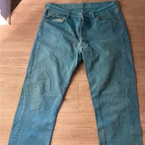 Levi's 501 Vintage 1980s Made USA 525 Button Stamp Teal Men W36 L32 One Owner